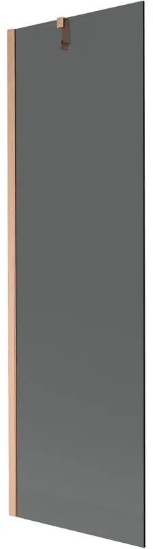 Mexen Next, 1-krídlová vaňová zástena 60 x 150 cm, 6mm šedé sklo, medená matná, 895-060-000-00-40-65