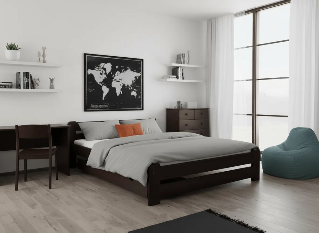 Posteľ Laura 180 x 200 cm, orech Rošt: Bez roštu, Matrac: Matrac DELUXE 10 cm