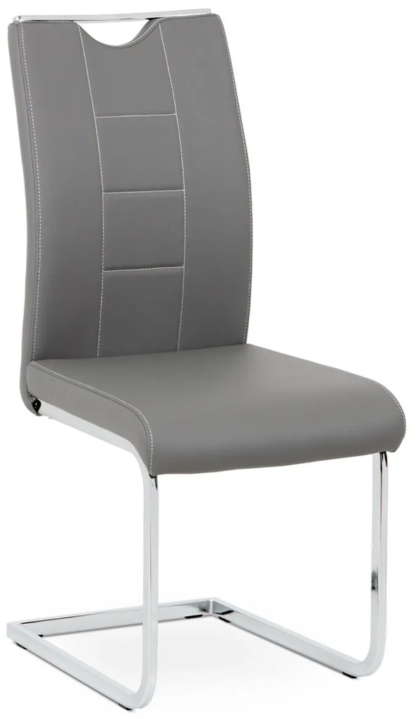 Autronic - jedálenská stolička sivá koženka / chróm - DCL-411 GREY