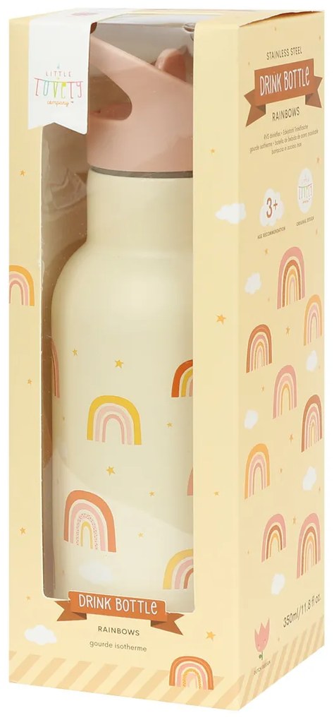 A Little Lovely Company - antikorová fľaša na pitie, 350 ml - dúha