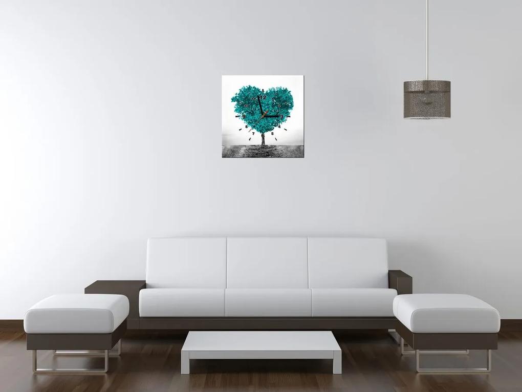 Gario Obraz s hodinami Tyrkysový strom lásky Rozmery: 40 x 40 cm