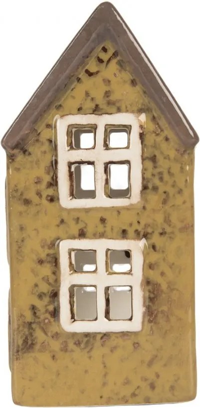 Zelený keramický domček na čajovú sviečku Lamont - 10*7*14 cm