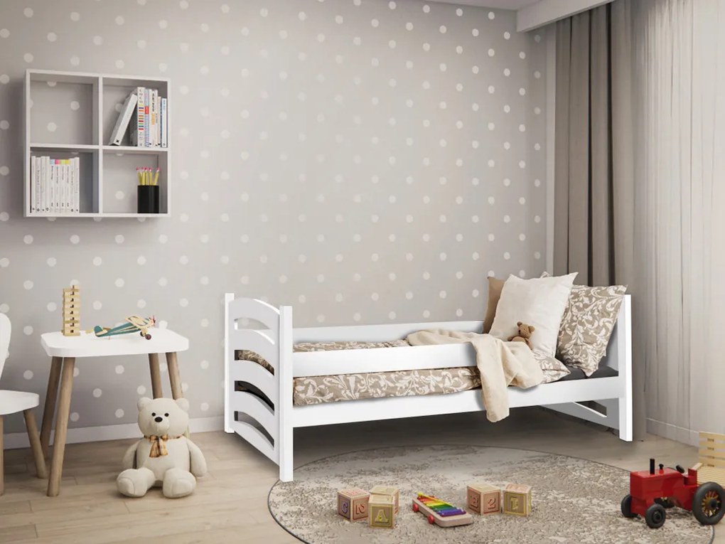 Detská posteľ MELA 80 x 160 cm, biela Rošt: S lamelovým roštom, Matrac: Matrac COCO 10 cm