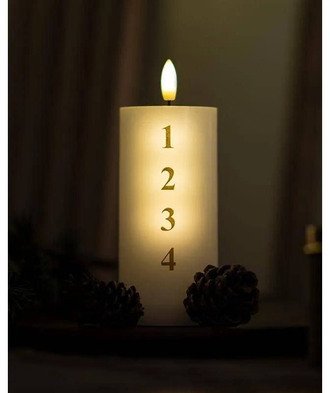 SIRIUS Vosková LED svíčky Sille 4 týdny, bílá/zlatá