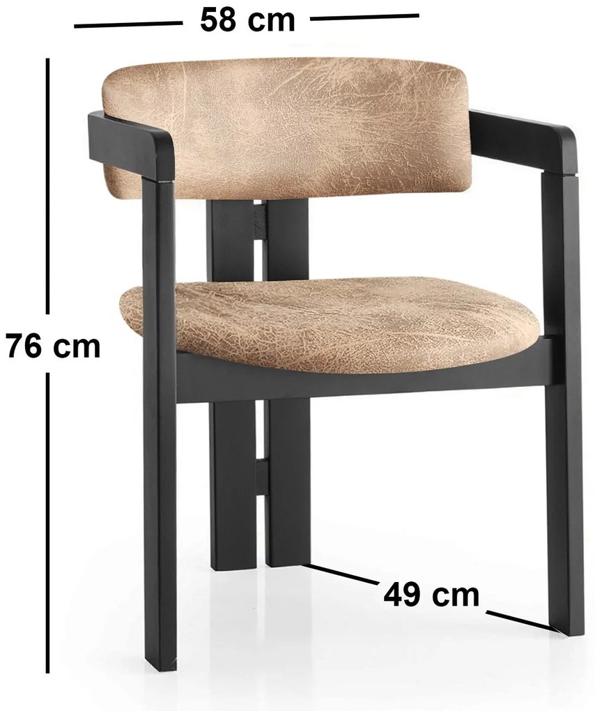 Jedálenská stolička CO z masívu čierna/béžová