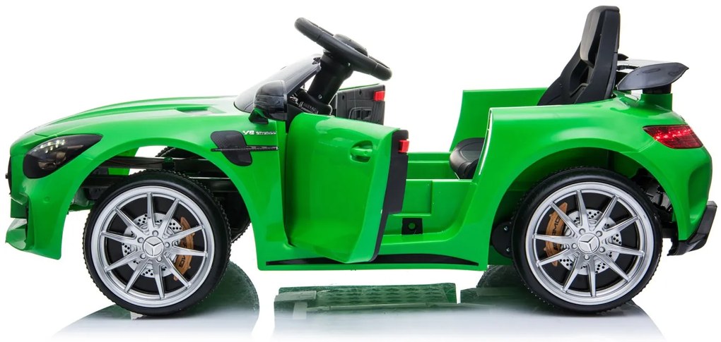 Detské elektrické autíčko na diaľkové ovládanie BestBerg BBCC-10G - Mercedes-Benz AMG GT R / od 3 rokov / nosnosť 25 kg / zelené