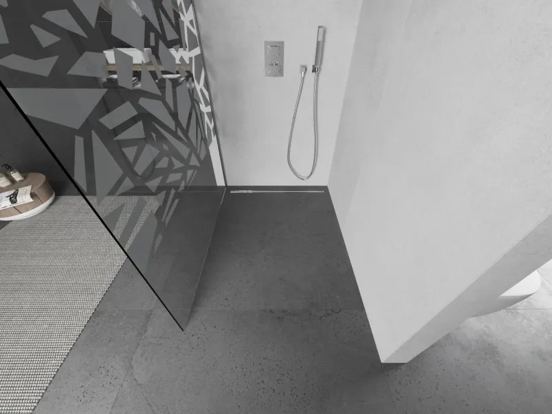 Mexen Kioto L, sprchová zástena Walk-In 70 x 200 cm, 8mm číre sklo biely vzor, chrómový profil, 800-070-103-01-85