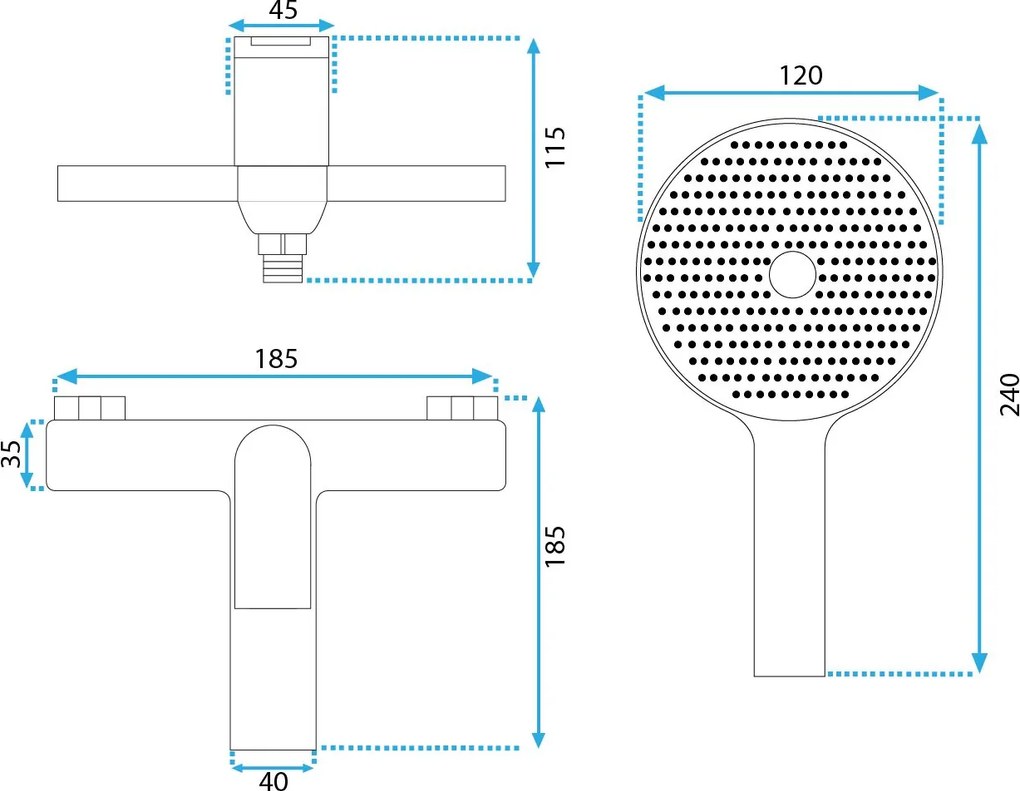 Rea Avalon, vaňová batéria s ručnou bodovou súpravou, grafitová, REA-B2706