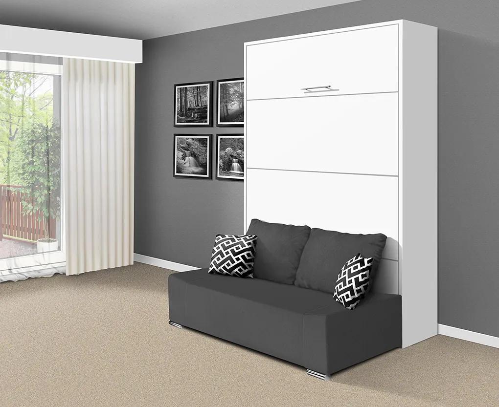 Nabytekmorava Sklápacia posteľ s pohovkou VS 21058P 200x180 farba pohovky: Krémová, Typ farebného prevedenia: Antracit / dvere biele LESK