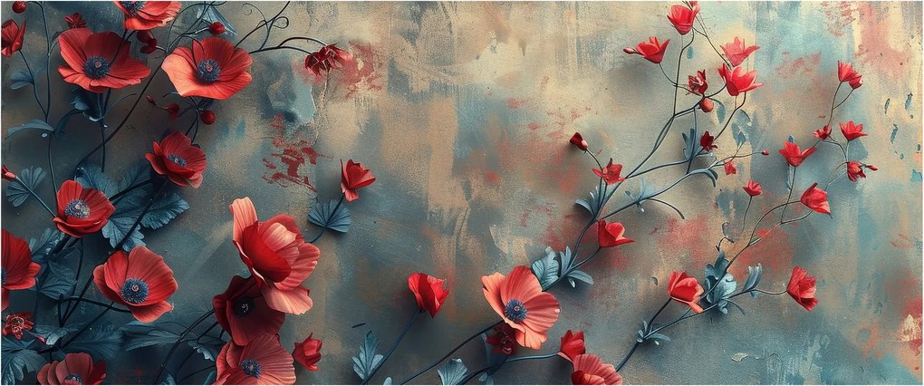 Obraz - Vlčie maky (120x50 cm)