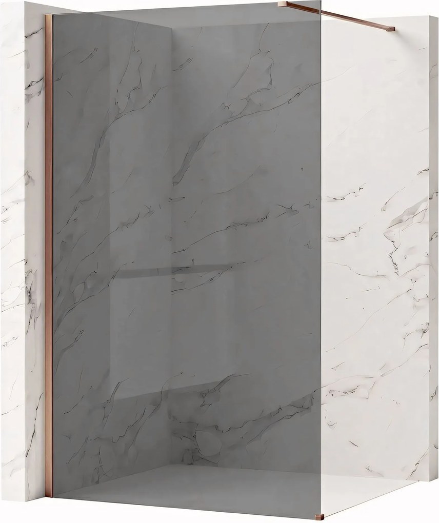 Bezrámová sprchová zastena REA FLEXI BRUSH COPPER 130 cm, meď kartáčovaná/sivá dymová - bez vaničky