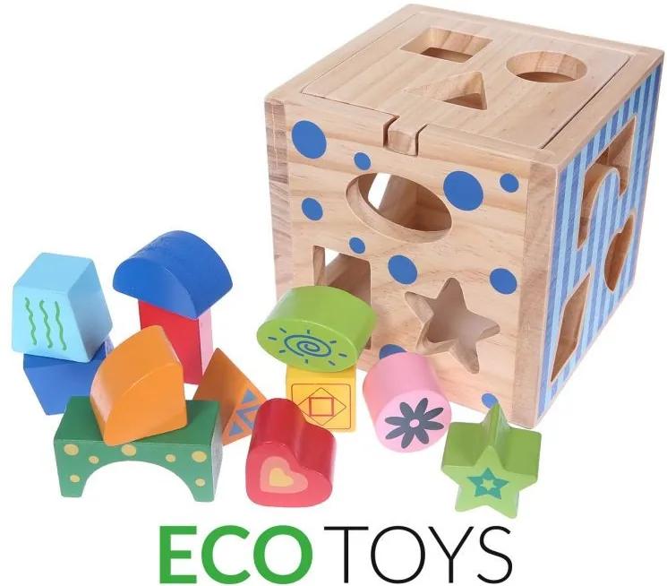 ECOTOYS Dřevěná kostka s kostičkami Eco Toys