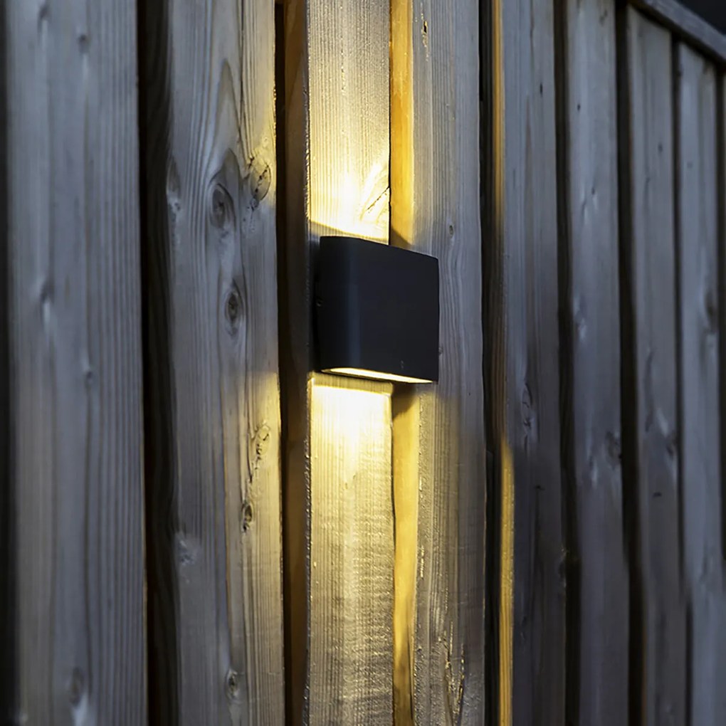 Sada 2 vonkajších nástenných svietidiel tmavosivá 17,5 cm vrátane LED - Batt