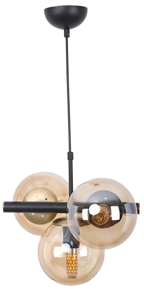 Žlté/čierne závesné svietidlo so skleneným tienidlom ø 15 cm Cascade – Squid Lighting