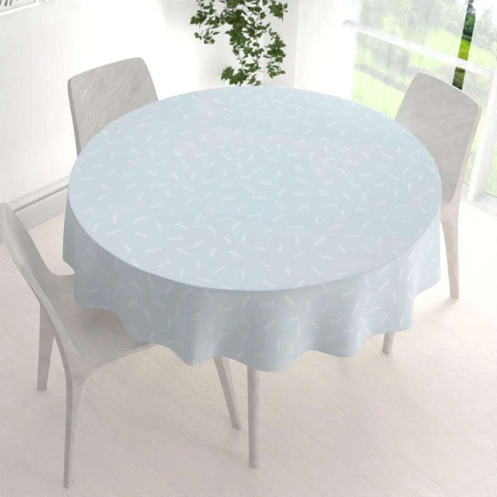 Biante Dekoračný okrúhly obrus PM-063 Konfety na pastelovo modrosivom Ø 140 cm
