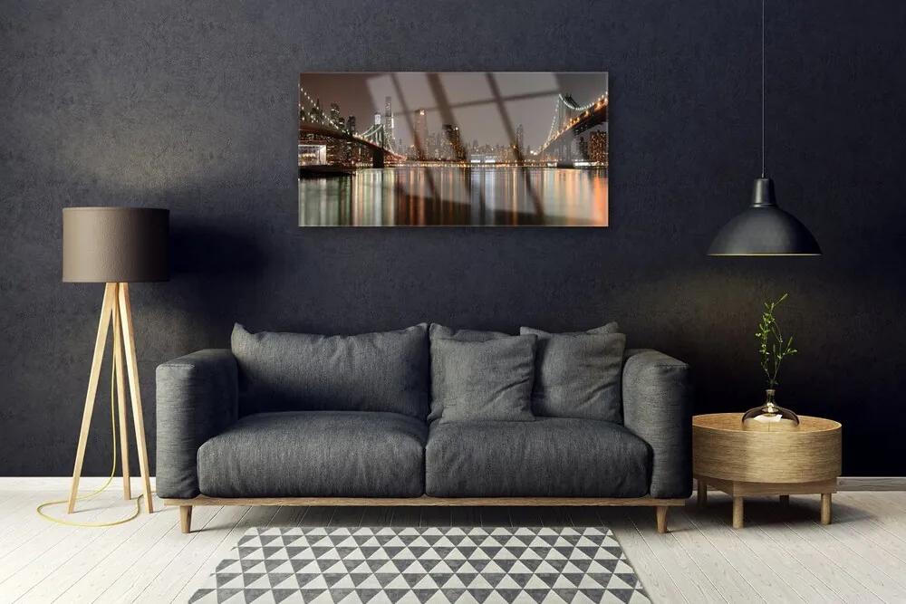 Obraz na akrylátovom skle Mesto mosty architektúra 100x50 cm