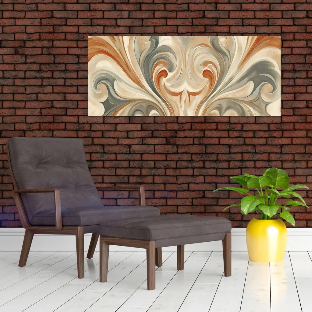 Obraz - Vír v zemitých farbách (120x50 cm)