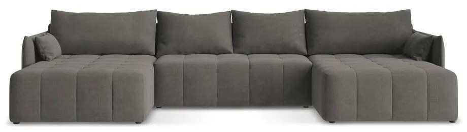 Tmavosivá rozkladacia/s úložným priestorom rohová pohovka (do tvaru "U") Moku – Makamii