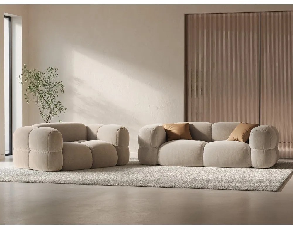 Béžová zamatová pohovka 210 cm Loretto – Cosmopolitan Design