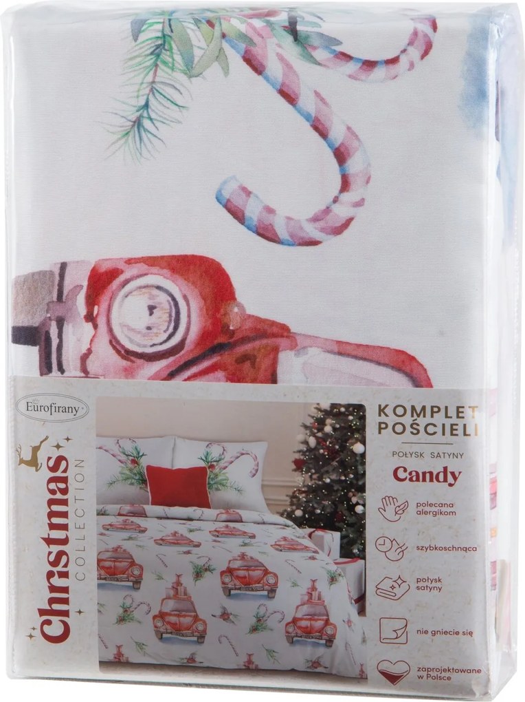 VIANOČNÉ OBLIEČKY Z MIKROVLÁKNA CANDY 160X200 CM, 2KS 70X80 CM VZOROVANÉ