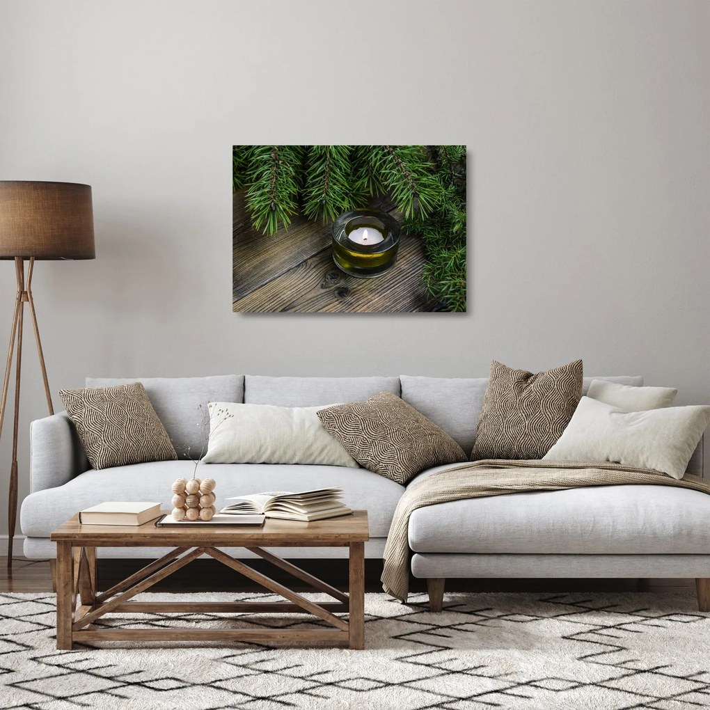 Sklenený obraz - vianočná sviečka (70x50 cm)