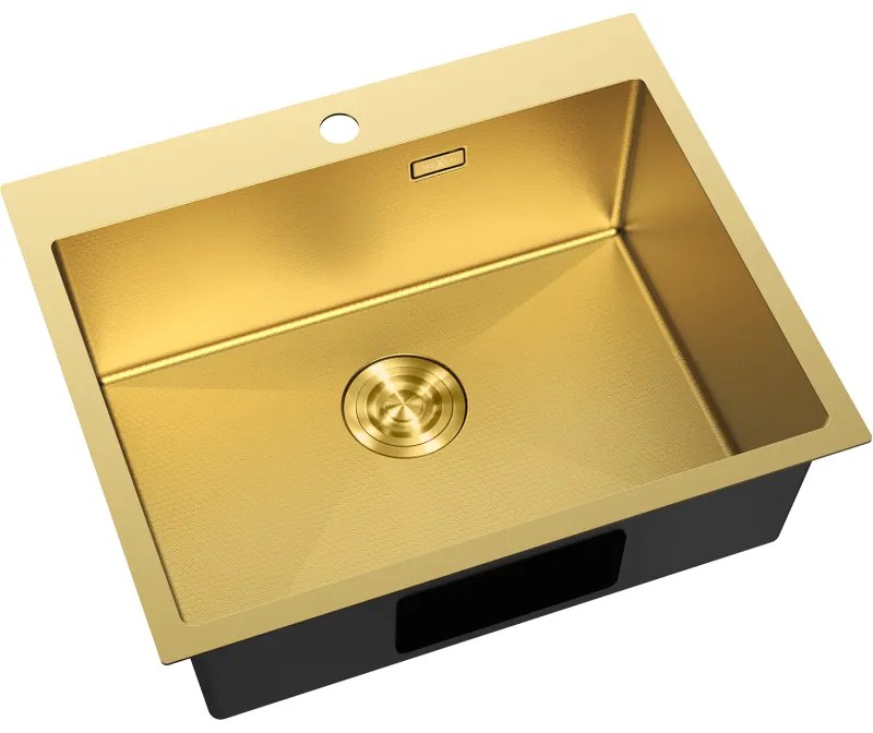 Mexen Solix, 1-komorový nerezový drez 600 x 500 mm, brúsená zlatá, vzor voština, 6408601000-55HC