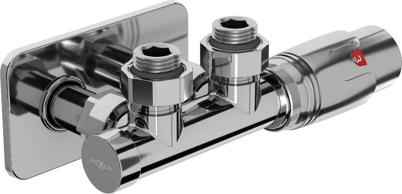 Mexen G00 termostatická rohová súprava s krytom S, Duplex, DN50, chróm - W907-900-910-01
