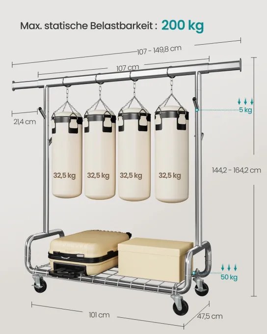 Vešiakový stojan na kolieskach HSR014E01