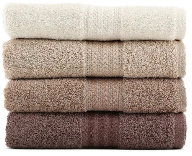 Súprava 4 hnedých bavlnených uterákov Foutastic Home, 50 × 90 cm