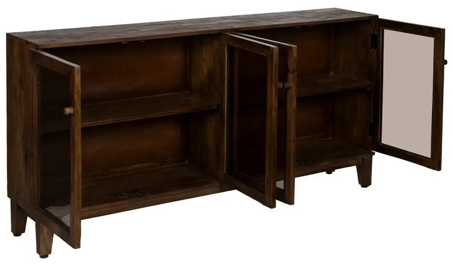 Hnedá vitrína z mangového dreva 180x87x35 cm Ravi – Ixia
