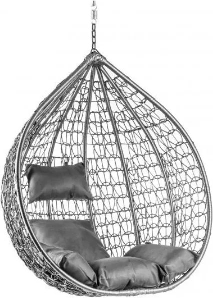 Sivé závesné kreslo KOKON bez stojanu, sivý vankúš