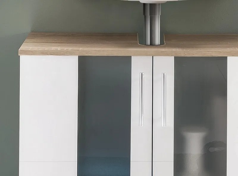 Kúpeľňová skrinka pod umývadlo Porto, dub sonoma/biela