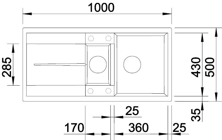 Blanco Metra 6 S, silgranitový drez 1000x500x190 mm, 1,5-komorový, čierna, BLA-525927