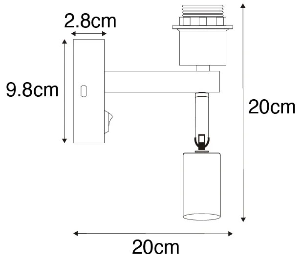 Moderná nástenná lampa oceľ s lampou na čítanie - Brescia