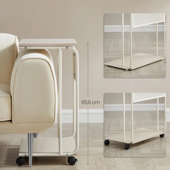 Autronic BONTEC Odkladací stolík 55x32x66cm, mdf, bielený dub, AKF-E1012 CRM Farba: Béžová