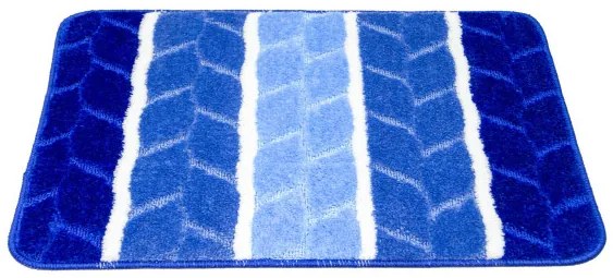 Kúpeľňový koberček FANO modrý, pruhy