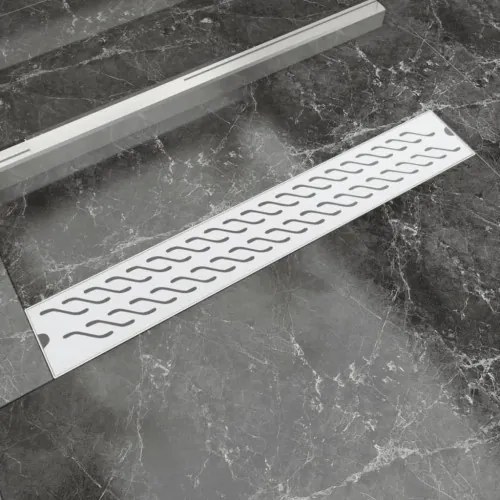 vidaXL Rovný sprchový odtok s vlnkami, 730x140 mm, nerezová oceľ-