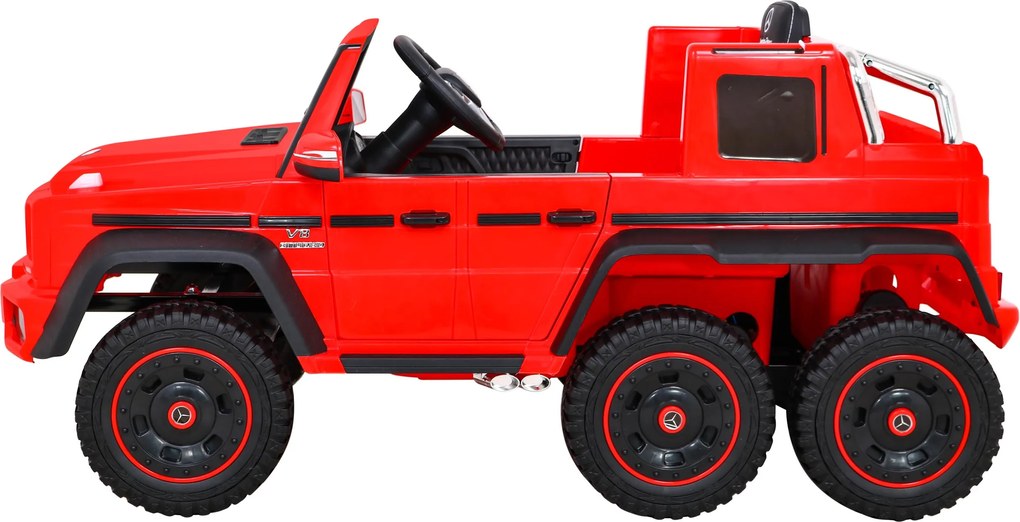 Ramiz Mercedes G63 AMG Auto na batérie Červené + diaľkové ovládanie + 6 EVA kolies + pomalý štart + MP3 LED