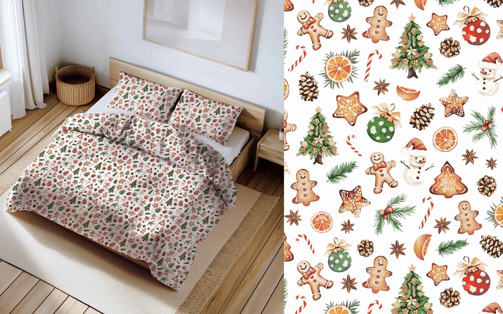 INTERMEDIC SK Detské vianočné obliečky Perníček – 100×135/40×60 cm
