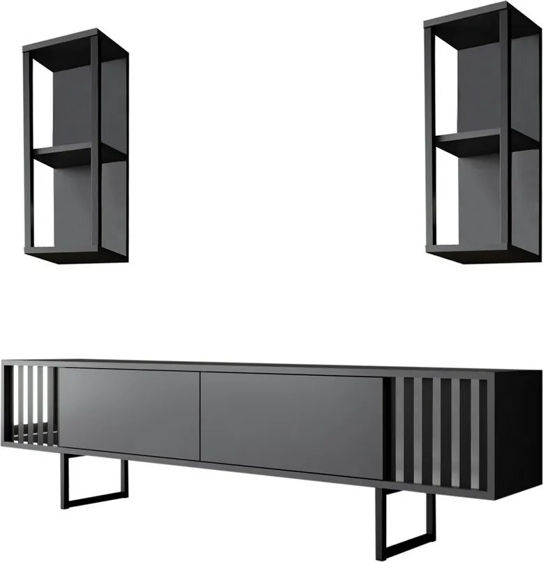 Televízny stolík s policami Chrome Anthracite and Black