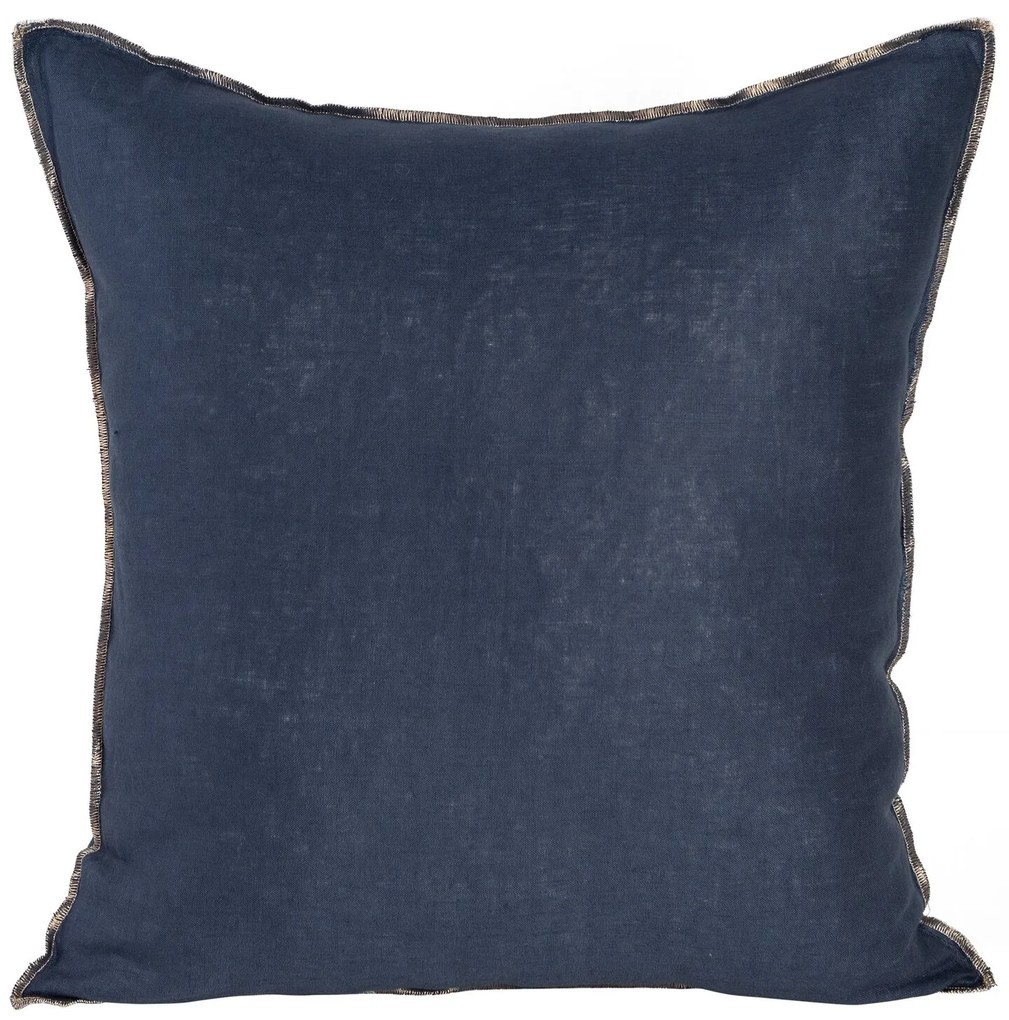DEKORAČNÁ OBLIEČKA NA VANKÚŠ LEN4 45X45 CM TMAVOMODRÁ