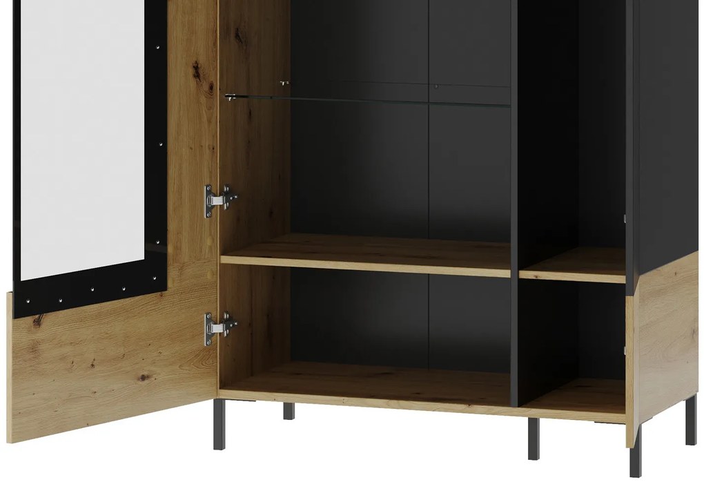 Vitrína Lucas II 12 90 cm dub Artisan/čierna