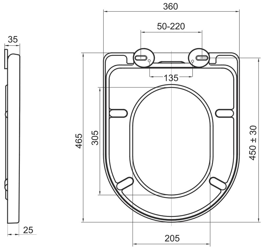 Mereo Mereo, WC závesné, RIMLESS, 530x355x360, keramické, vr. sedátka CSS124, MER-VSD81S2