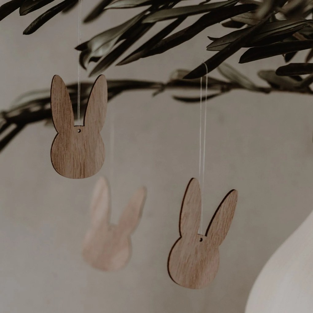 Eulenschnitt Veľkonočná ozdoba Rabbit Natural – set 8 ks