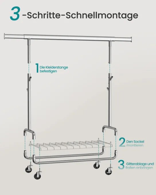 Vešiakový stojan na kolieskach HSR014E01