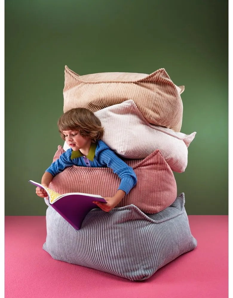 Krémový menčestrový detský sedací vak Square – Wigiwama