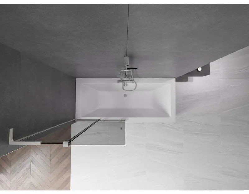 Mexen Velar L, 2-krídlová posuvná vaňová zástena 90 x 150 cm, 8mm šedé sklo, brúsená oceľ, 896-090-003-41-97