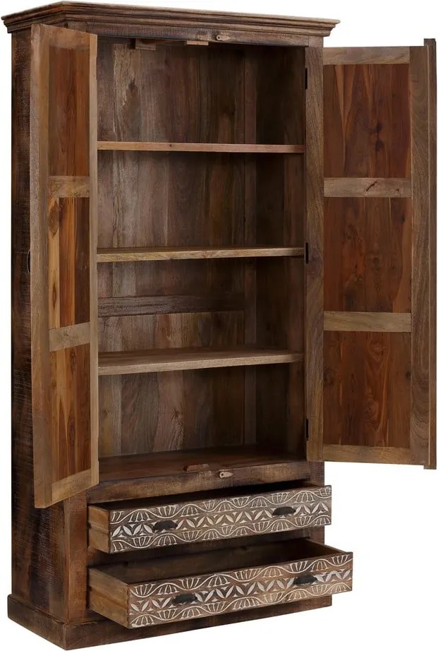 Hnedá šatníková skriňa z mangového dreva 190x45 cm Maneesh – Støraa