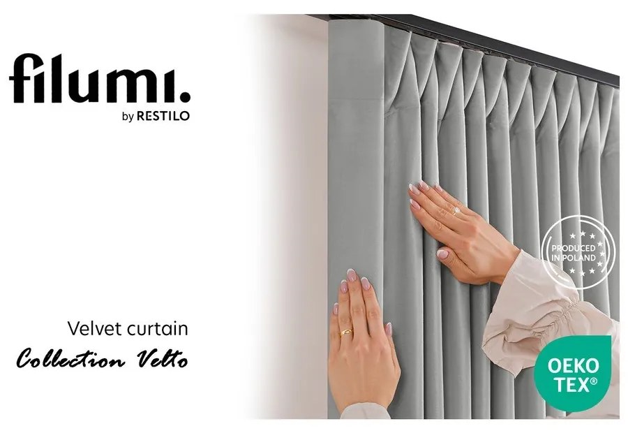 Sivý zamatový dimout záves 400x250 cm Velto – Filumi