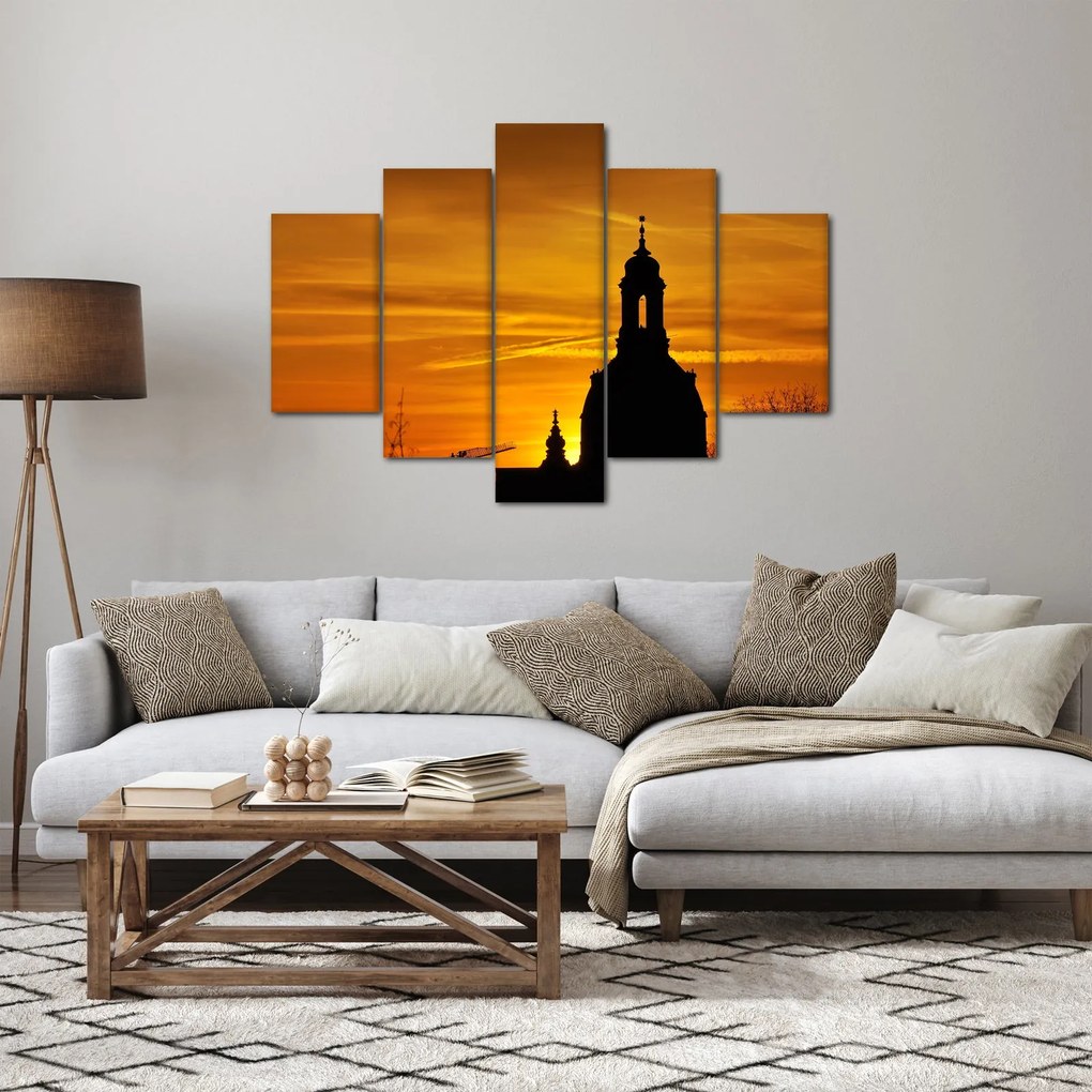 Obraz kostola pri západe slnka (150x105 cm)